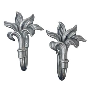 Umbra Orchid Leaf Curtain Tiebacks Cast Metal Drapery Holders Set of 2